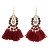 Beaded And Multi Tassel Drop Earrings