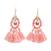 Beaded And Multi Tassel Drop Earrings