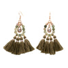 Beaded And Multi Tassel Drop Earrings