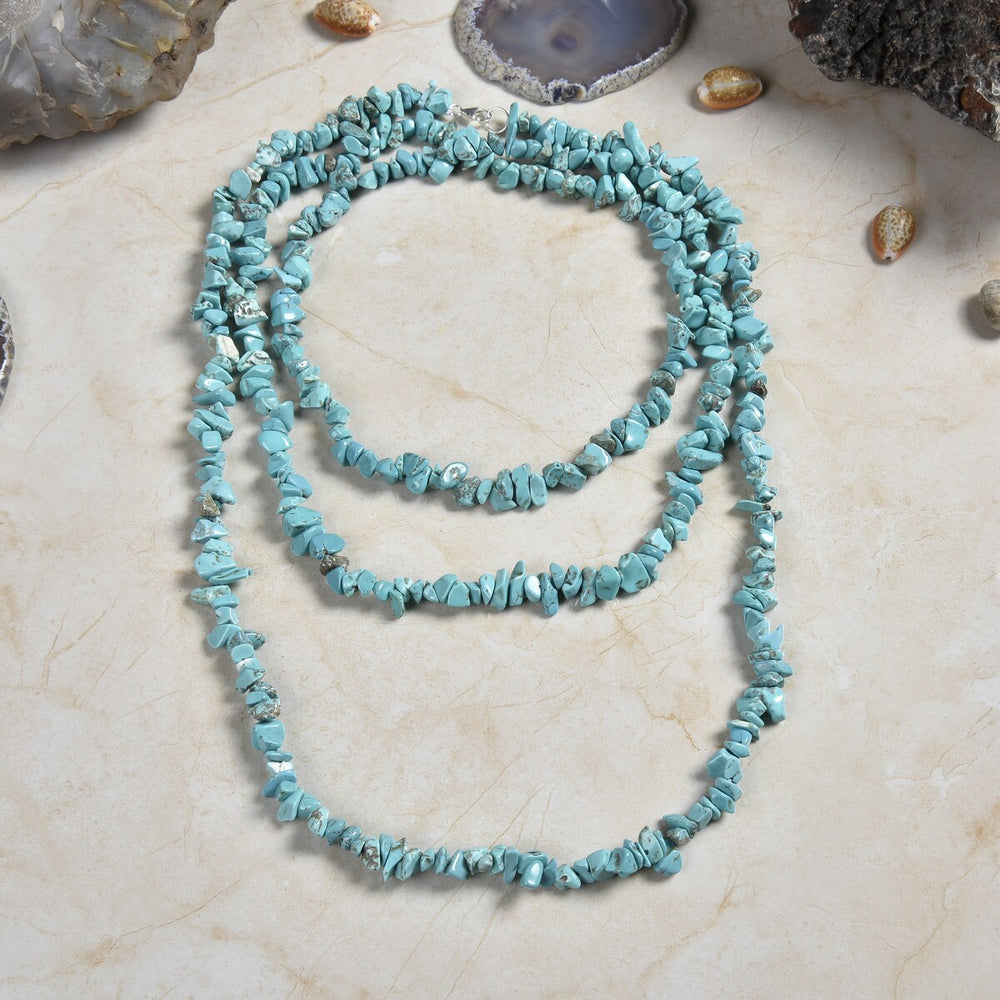 Beaded Magnesite Turquoise Rope Necklace