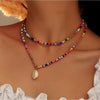 Beaded Multicolored Shell Necklace - White