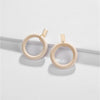 Beige Open Wooden Circle Drop Earrings