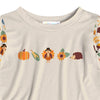 Beige & Orange Pumpkin & Turkey Print Long Sleeve Top