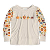 Beige & Orange Pumpkin & Turkey Print Long Sleeve Top