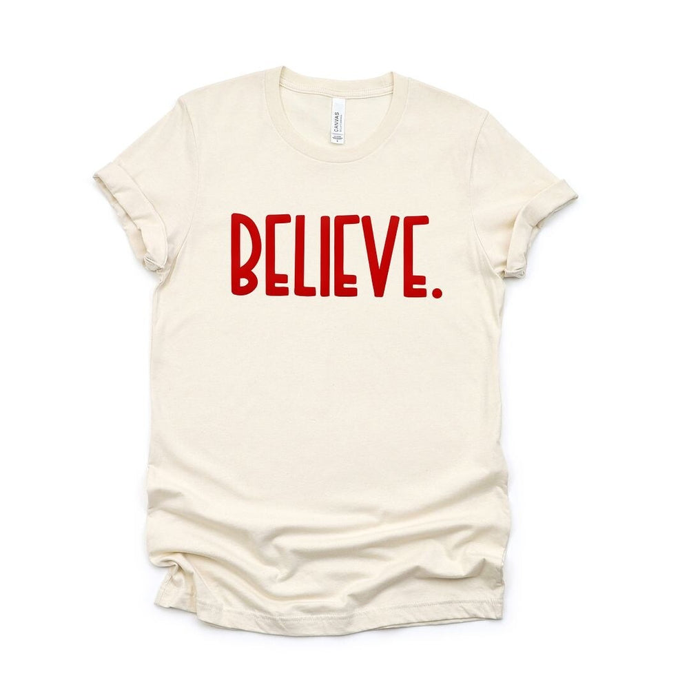 Believe Bold Puff Print Short Sleeve Crewnneck Tee