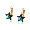 Bermuda Blue Goldtone Swarovski Crystal Star Leverback Earrings