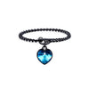 Bermuda Blue Heart Crystal Toggle Bracelet In Gunmetal