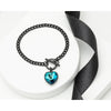 Bermuda Blue Heart Crystal Toggle Bracelet In Gunmetal