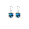 Bermuda Blue Swarovski Crystal Heart Drop Earrings