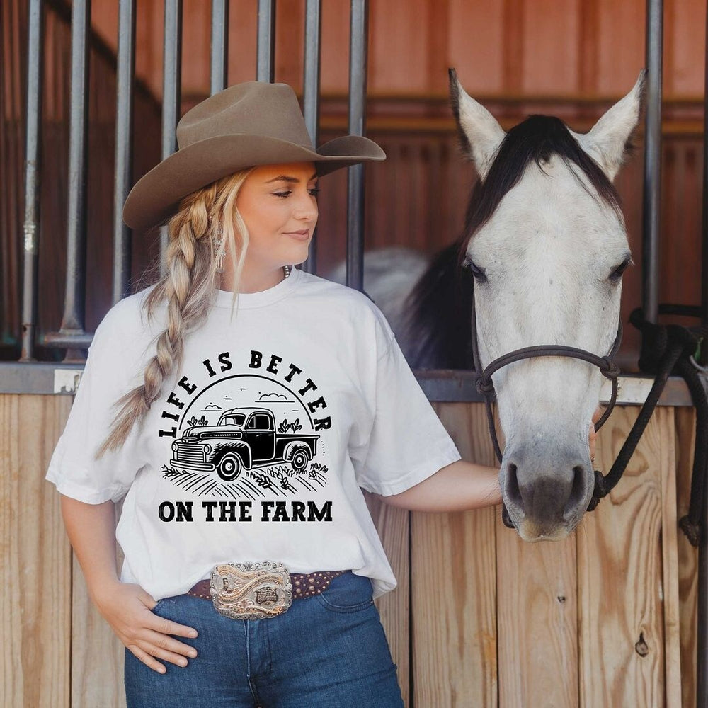 Better On The Farm Truck Garment Dyed Tee