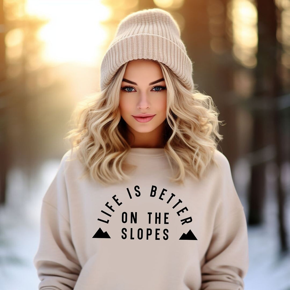 Better On The Slopes Mountains Graphic Sweatshirt