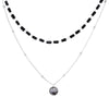 Black Beaded Silvernight Swarovski Crystal Layered Necklace - White