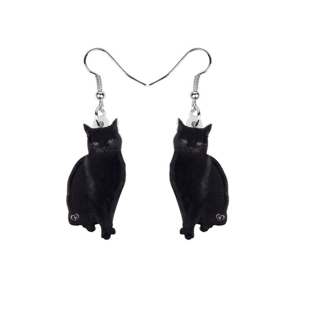 Black Cat Drop Earrings