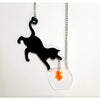 Black Cat Goldfish Pendant Necklace - White