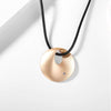 Black Cord Rose Gold Circular Necklace - White