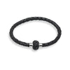 Black Crystal Shamballa Faux Leather Bracelet