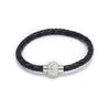 Black Crystal Shamballa Faux Leather Bracelet