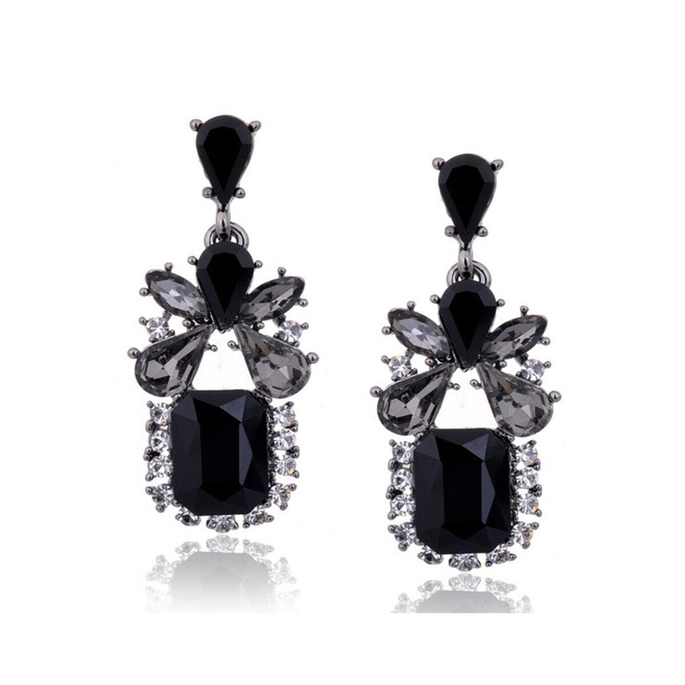 Black Crystal Statement Drop Earrings