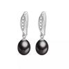 Black Cultured Pearl & Cubic Zirconia Drop Earrings