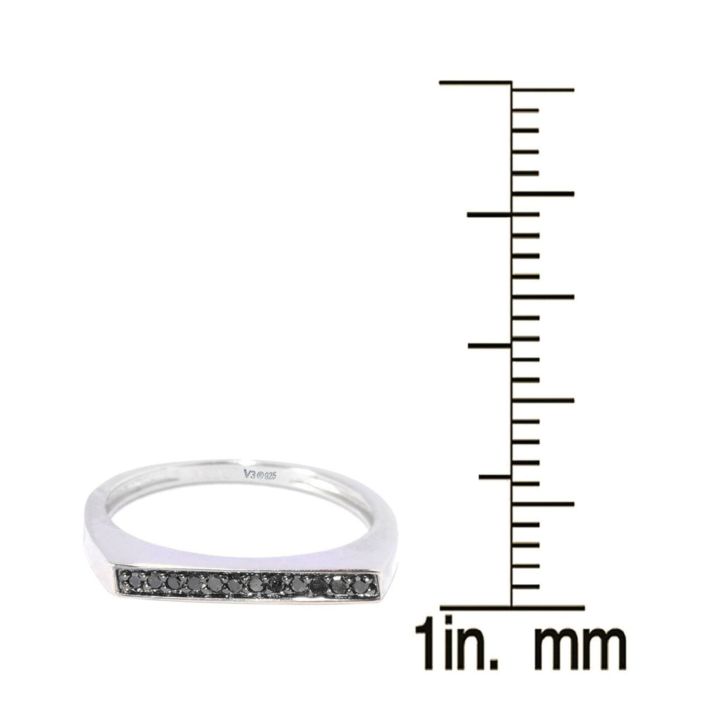 Black Diamond Sterling Silver Flat Top Stackable Ring