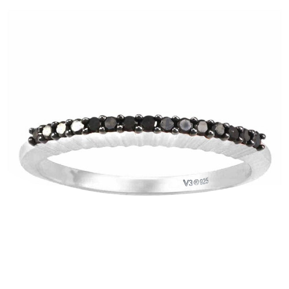 Black Diamond Sterling Silver Stackable Band Ring