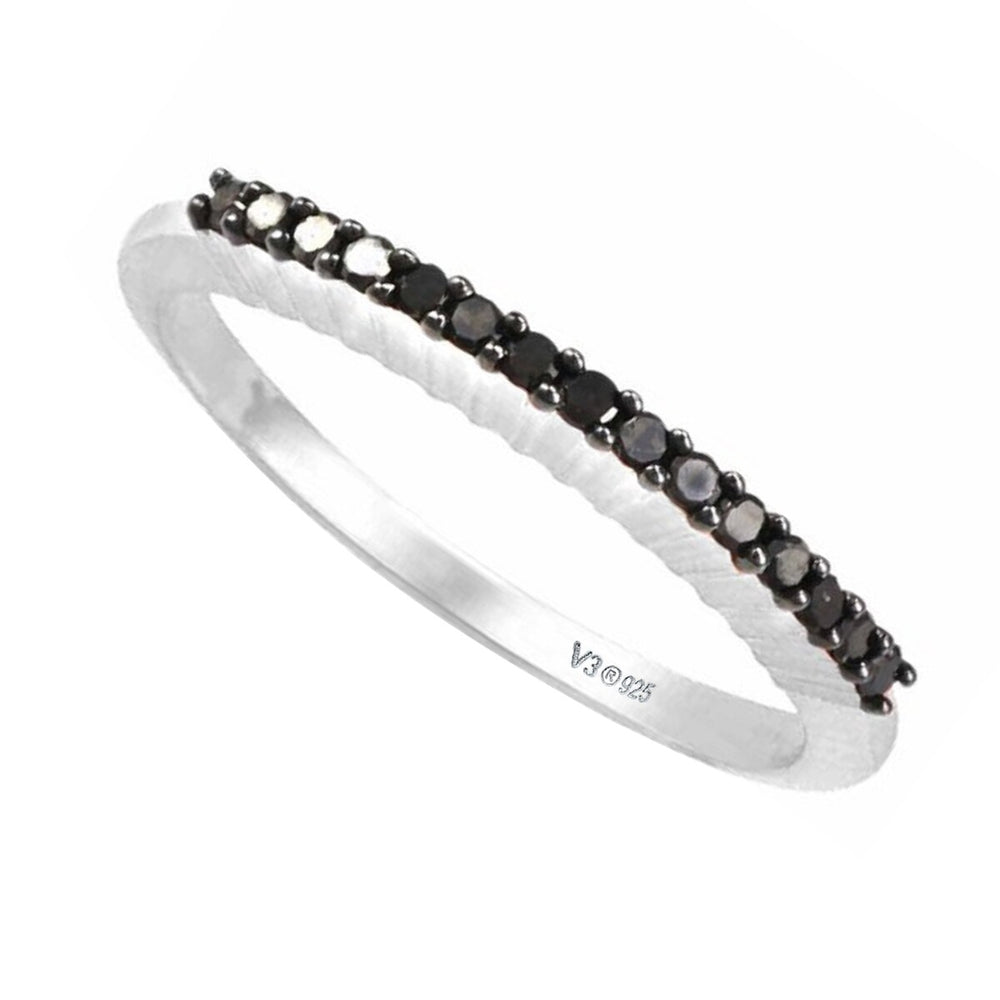 Black Diamond Sterling Silver Stackable Band Ring