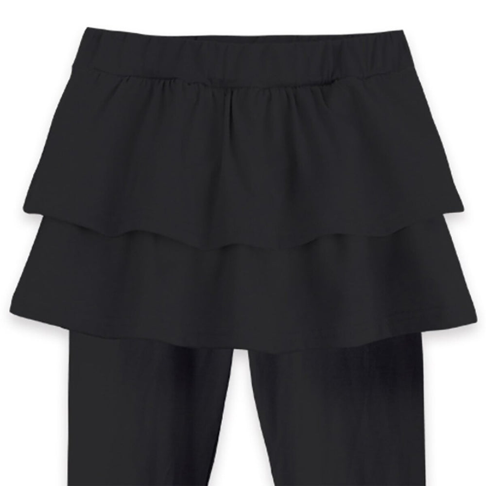 Black Double-Ruffle Skirted Leggings