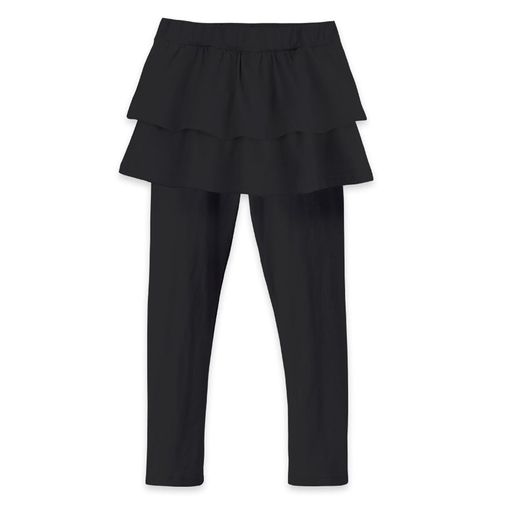 Black Double-Ruffle Skirted Leggings