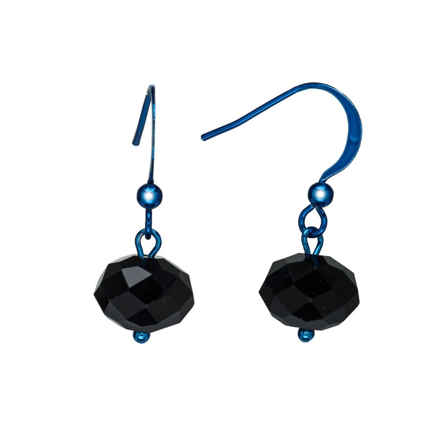 Black Faceted Crystal Drop Earrings