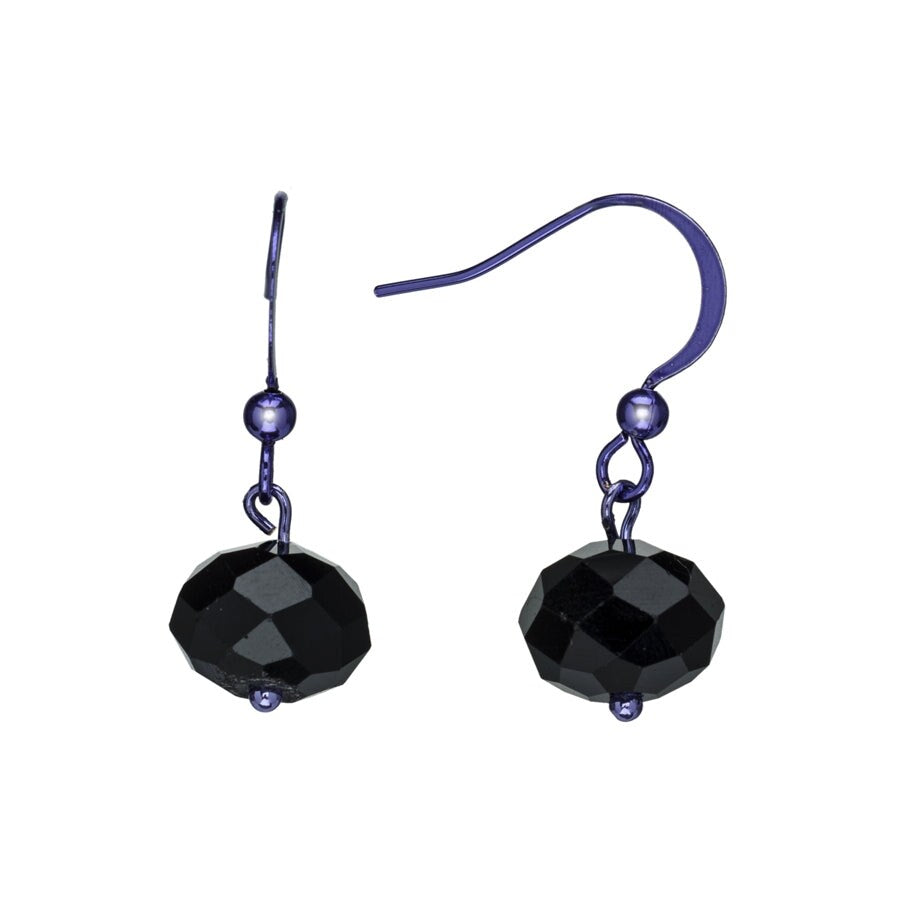 Black Faceted Crystal Drop Earrings