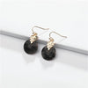 Black Faceted Goldtone Leaf Drop Earrings