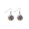 Black Floral Grace Circular Drop Earrings