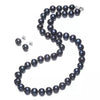 Black Freshwater Cultured Pearl Chain Necklace Set - White