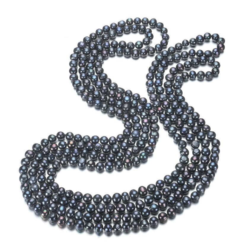 Black Freshwater Cultured Pearl Necklace - White