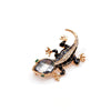 Black Goldtone Crystal Lizard Brooch