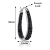 Black Inside Out Crystal Hoop Earrings For Women