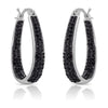 Black Inside Out Crystal Hoop Earrings For Women