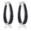 Black Inside Out Crystal Hoop Earrings For Women