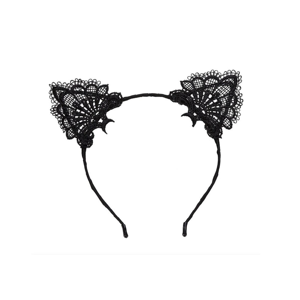 Black Lace Cat Ears Headband