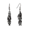 Black Layered Leaves Drop Earrings