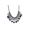 Black Navy Crystal Cube Bib Necklace - White