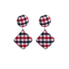 Black Red Plaid Drop Earrings