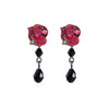 Black Red Rose Drop Earrings