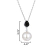 Black Spinel and Shell Pearl Sterling Silver Drop Pendant