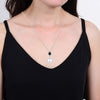 Black Spinel and Shell Pearl Sterling Silver Drop Pendant