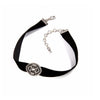 Black Velvet Choker Vintage Necklace - White