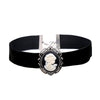 Black Velvet Vintage Choker - White