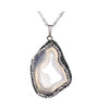 Black White Geode Pendant Necklace