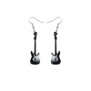 Black White Guitar Drop Earrings