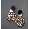 Black & Brown Floral Clay Circular Drop Earrings